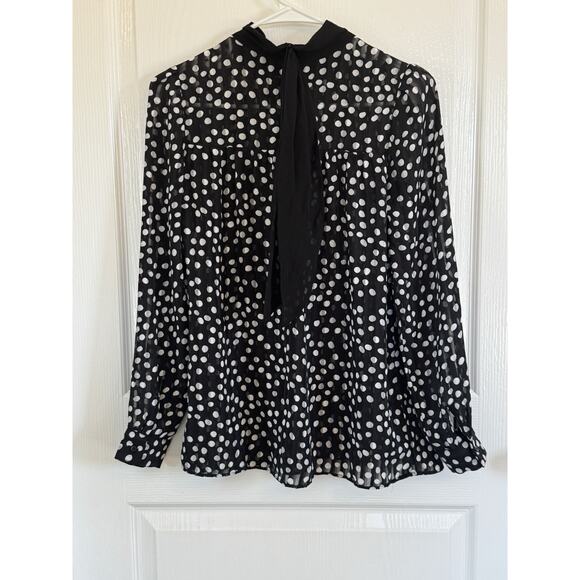 Zara Black & White Polka Dot High Neck Pleated Plisse Blouse Size XS - Picture 5 of 6